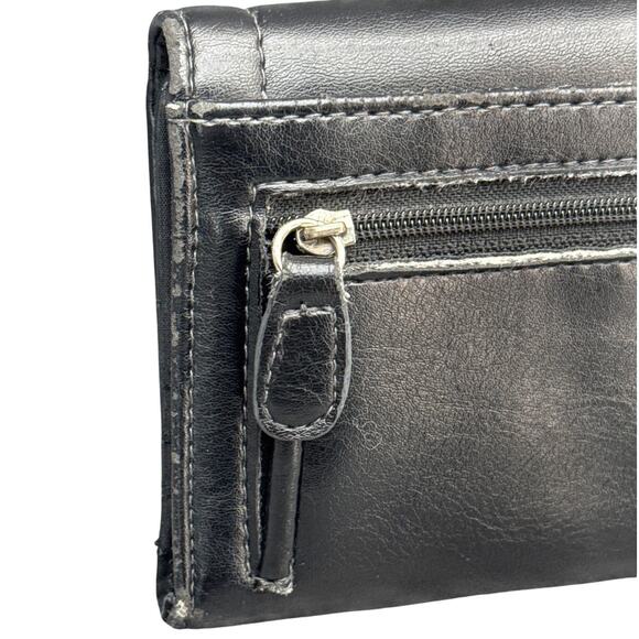 Etienne Aigner Vintage Soft Black Leather Silver Hardware Tri-Fold Wallet - Picture 5 of 7